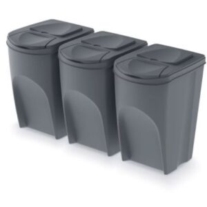 Recycling Segregation Waste Bin Sorting Stackable Lidded Sticker Handle Bin Set