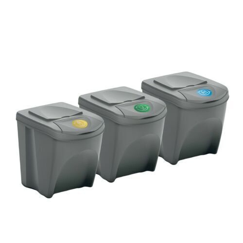 Recycling Segregation Waste Bin Sorting Stackable Lidded Sticker Handle Bin Set - Image 9