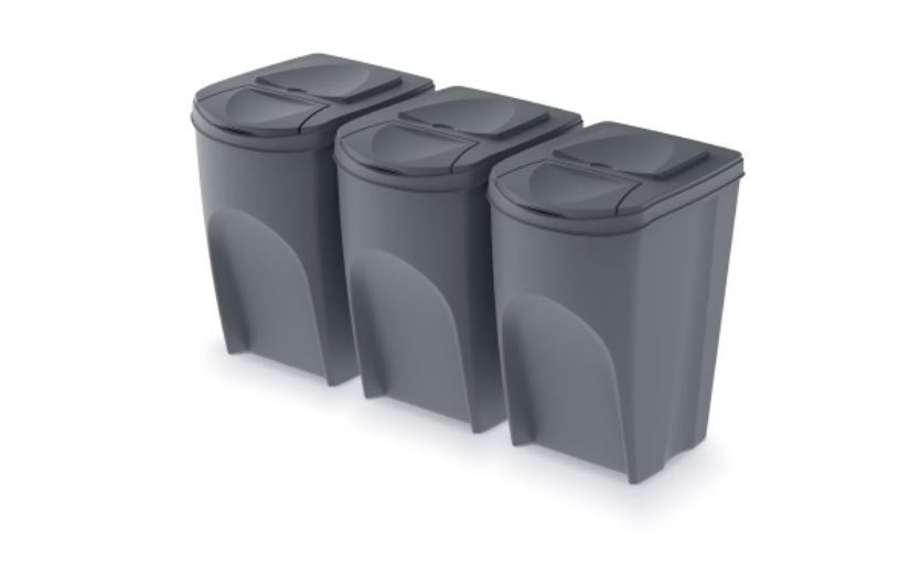 Recycling Segregation Waste Bin Sorting Stackable Lidded Sticker Handle Bin Set