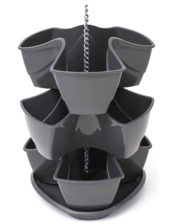 Vertical Herb Strawberry Planter with Hanging Chain Garden Stackable Pot 12 pcs - Image 3