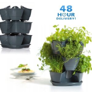 Vertical Herb Strawberry Planter with Hanging Chain Garden Stackable Pot 12 pcs