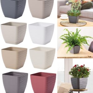 Plant Pot Flowerpot Square Plastic Modern Decorative Small Medium Large 8 Colour