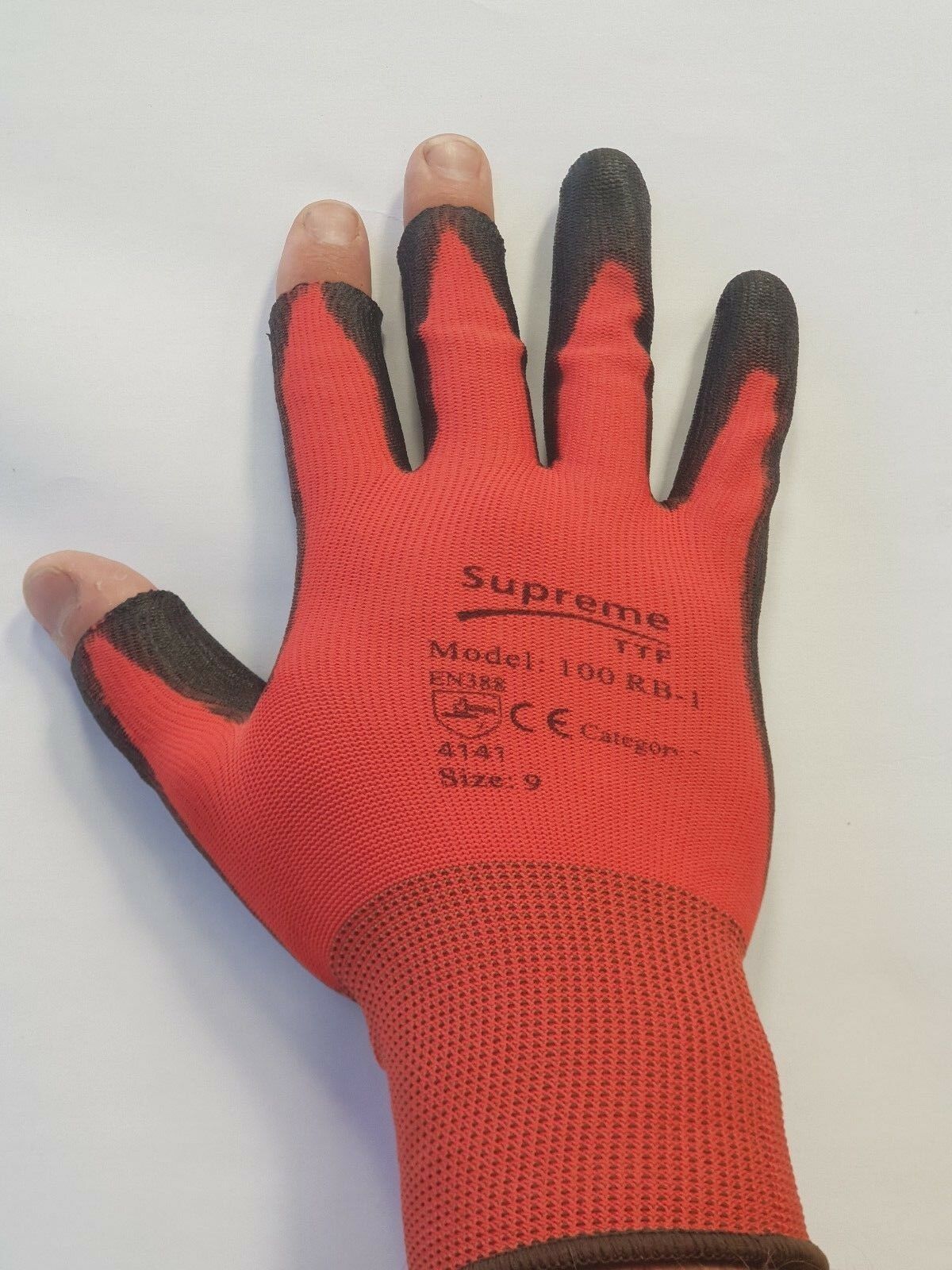 Work Gloves 3 Digit Nitrile Red PU Coated - Image 3