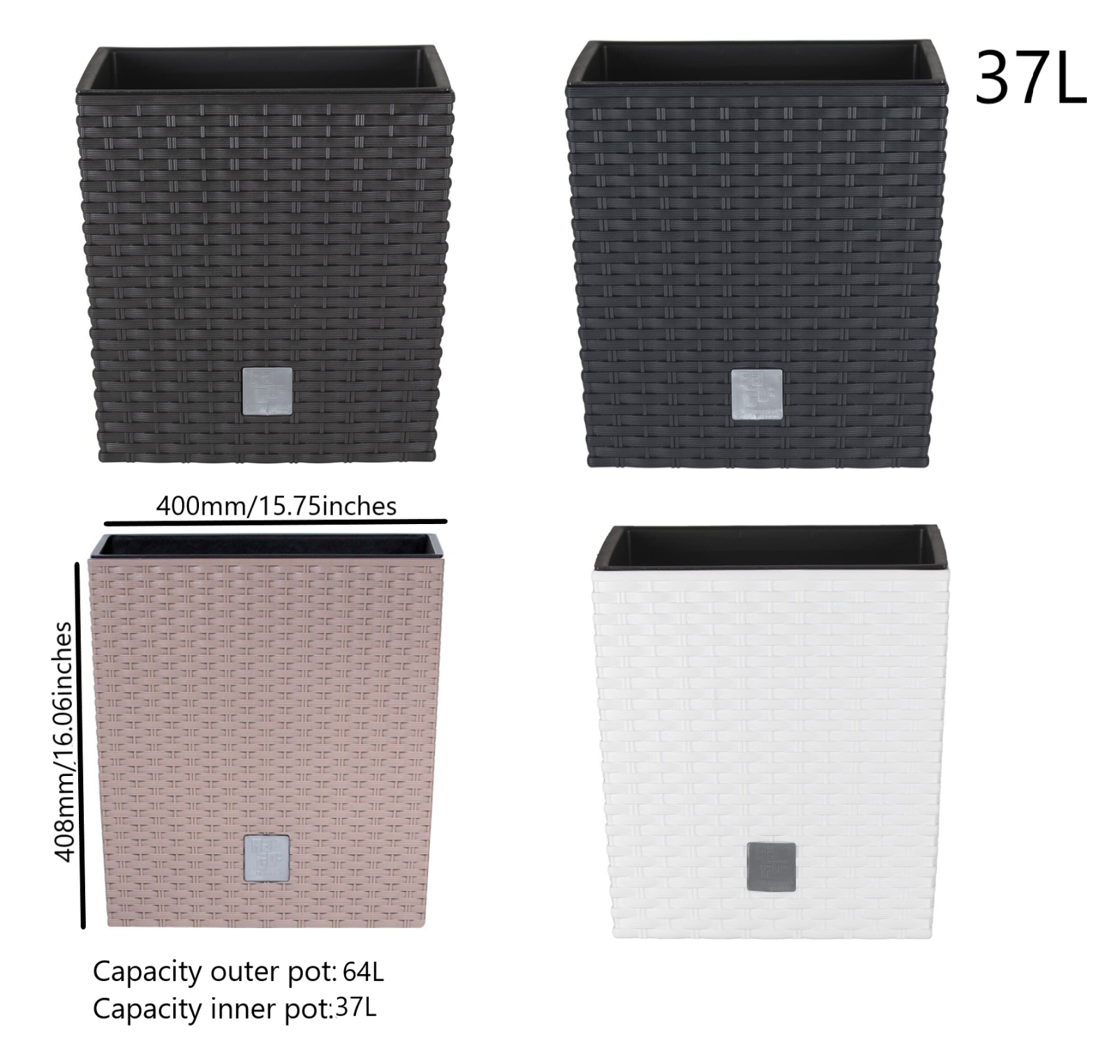 Plant Flower Pot Square Rattan Planter Inner Pot 6 Sizes Garden Patio Home Large - Image 16