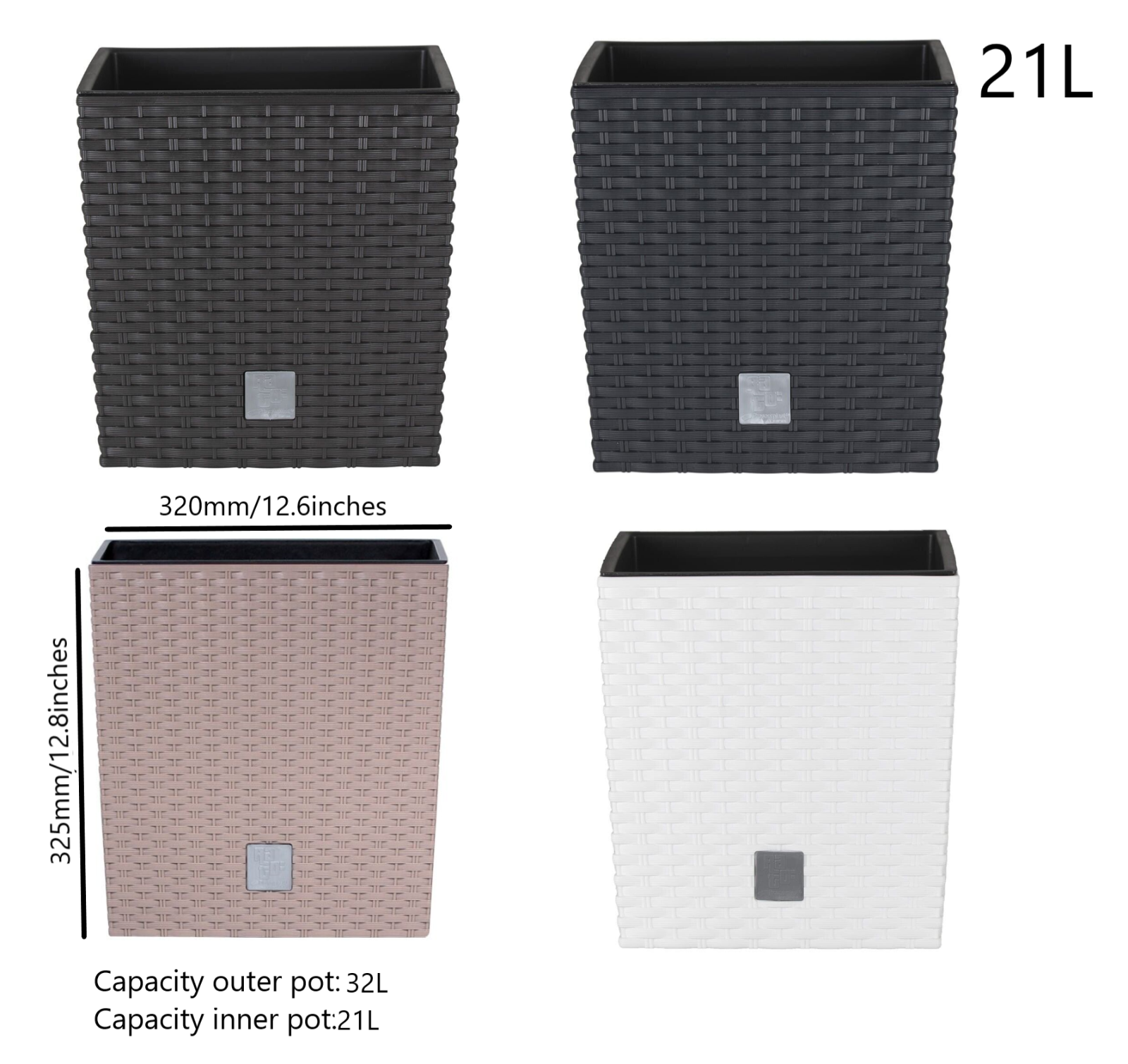 Plant Flower Pot Square Rattan Planter Inner Pot 6 Sizes Garden Patio Home Large - Image 15