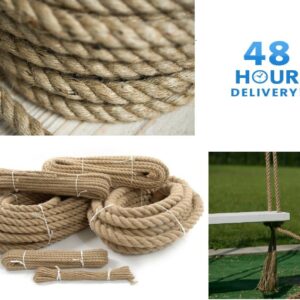 Jute Rope Natural Twisted Braided Decking Garden Boating Sash 6mm - 50mm per M
