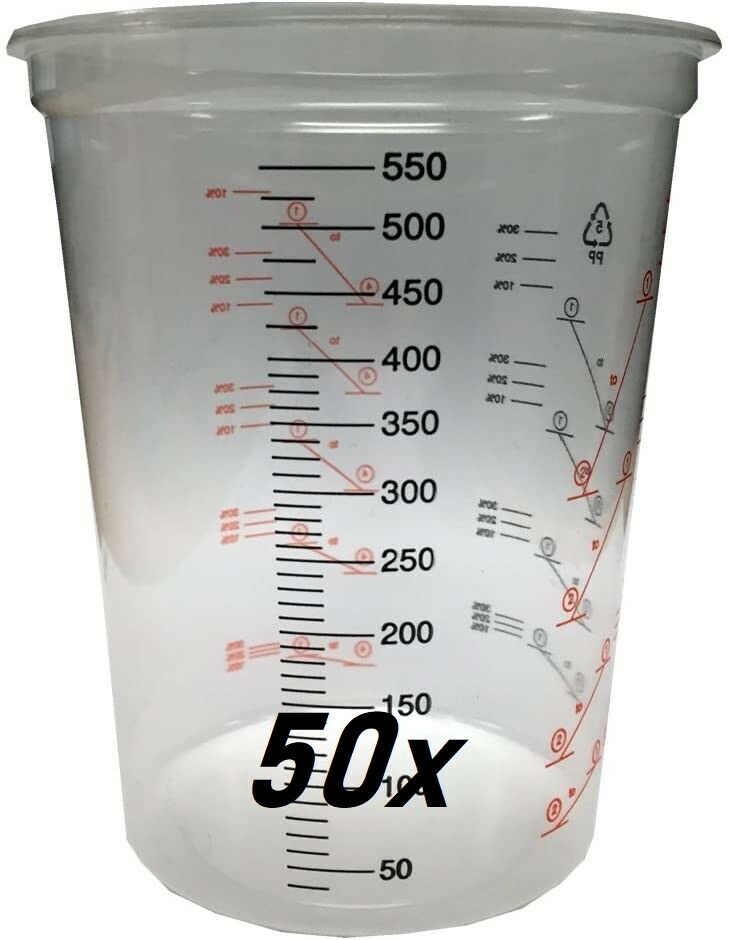 Plastic Paint Mixing Cups 600cc - Pack of 50