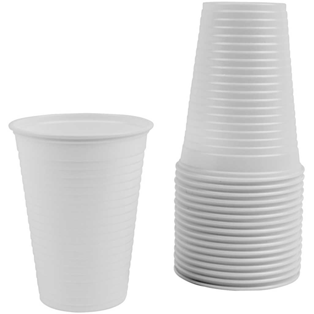 White and Clear Plastic Drinking Cups - 7 OZ Disposable - Image 5